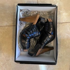 Black and brown heels